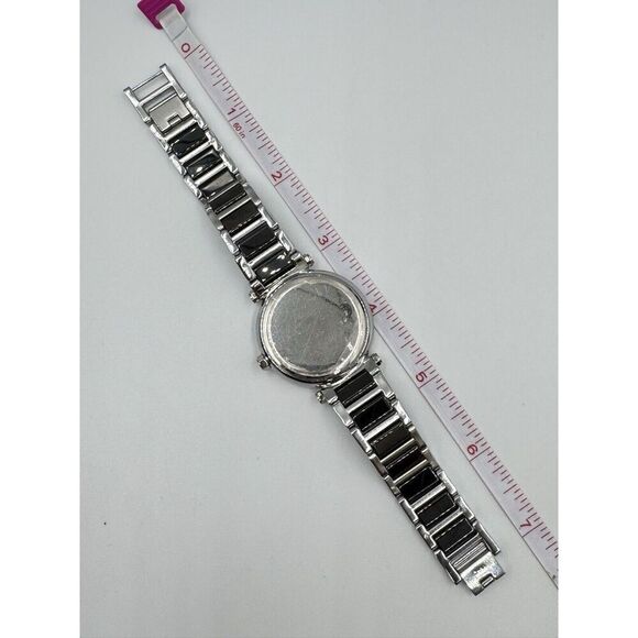 Diamonique Baguette CZ Bezel Black Stainless Steel Statement Watch NEW BATTERY‎